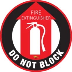Fire Extinguisher Do Not Block, Mighty Line Floor Sign, Industrial Strength, 12" Wide