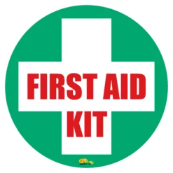 First Aid Kit, Mighty Line Floor Sign, Industrial Strength, 12" Wide