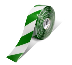 Mighty Line 3" White Tape with Green Chevrons - 100' Roll