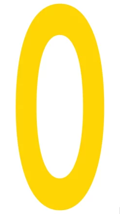 Mighty Line 0 Number Floor Marker Adhesive, 4.5"x10" size, pack of 10. Yellow