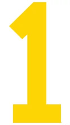 Mighty Line 1 Number Floor Marker Adhesive, 4.5"x10" size, pack of 10. Yellow