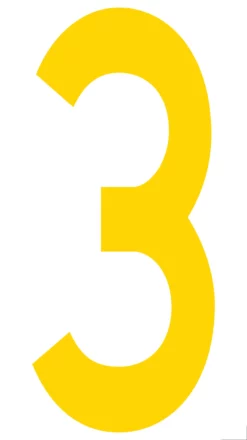 Mighty Line 3 Number Floor Marker Adhesive, 4.5"x10" size, pack of 10. Yellow