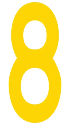 Mighty Line 8 Number Floor Marker Adhesive, 4.5"x10" size, pack of 10. Yellow