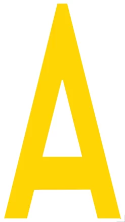 Mighty Line A Letter Floor Marker Adhesive, 4.5"x10" size, pack of 10. Yellow