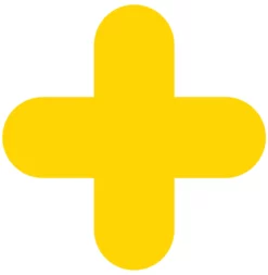 Mighty Line Cross Floor Marker Adhesive, 4.5"x10" size, pack of 10. Yellow