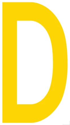 Mighty Line D Letter Floor Marker Adhesive, 4.5"x10" size, pack of 10. Yellow