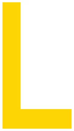 Mighty Line L Letter Floor Marker Adhesive, 4.5"x10" size, pack of 10. Yellow