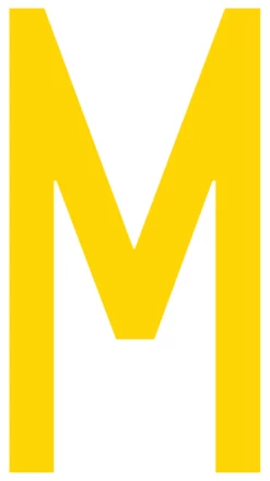 Mighty Line M Letter Floor Marker Adhesive, 4.5"x10" size, pack of 10. Yellow