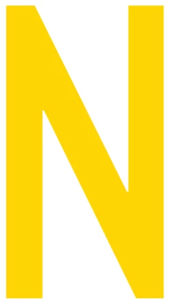 Mighty Line N Letter Floor Marker Adhesive, 4.5"x10" size, pack of 10. Yellow