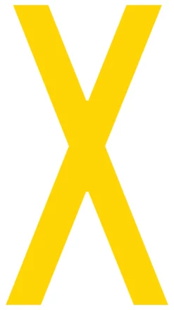 Mighty Line X Letter Floor Marker Adhesive, 4.5"x10" size, pack of 10. Yellow