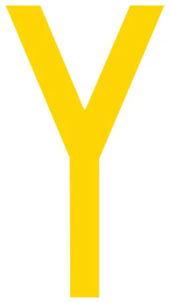 Mighty Line Y Letter Floor Marker Adhesive, 4.5"x10" size, pack of 10. Yellow