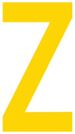 Mighty Line Z Letter Floor Marker Adhesive, 4.5"x10" size, pack of 10. Yellow