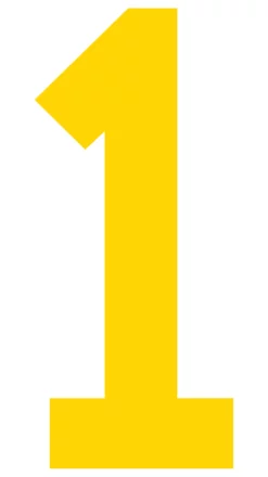 Mighty Line 1 Number Floor Marker Adhesive, 4.5"x10" size, pack of 10. Yellow