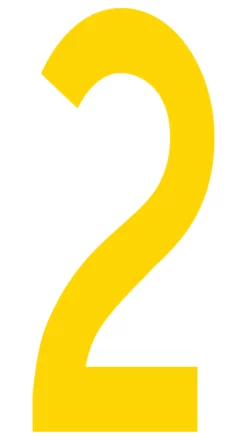 Mighty Line 2 Number Floor Marker Adhesive, 4.5"x10" size, pack of 10. Yellow