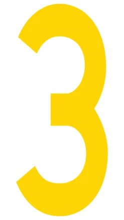 Mighty Line 3 Number Floor Marker Adhesive, 4.5"x10" size, pack of 10. Yellow