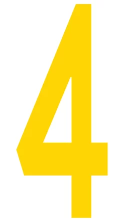 Mighty Line 4 Number Floor Marker Adhesive, 4.5"x10" size, pack of 10. Yellow