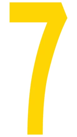 Mighty Line 7 Number Floor Marker Adhesive, 4.5"x10" size, pack of 10. Yellow