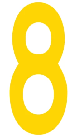 Mighty Line 8 Number Floor Marker Adhesive, 4.5"x10" size, pack of 10. Yellow