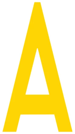 Mighty Line A Letter Floor Marker Adhesive, 4.5"x10" size, pack of 10. Yellow