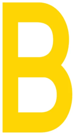 Mighty Line B Letter Floor Marker Adhesive, 4.5"x10" size, pack of 10. Yellow
