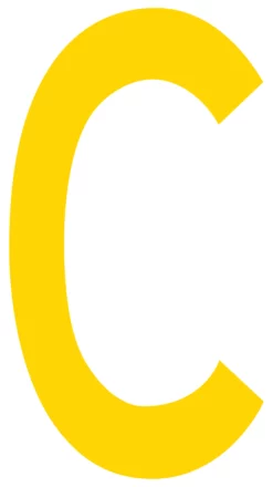 Mighty Line C Letter Floor Marker Adhesive, 4.5"x10" size, pack of 10. Yellow