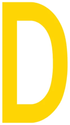 Mighty Line D Letter Floor Marker Adhesive, 4.5"x10" size, pack of 10. Yellow