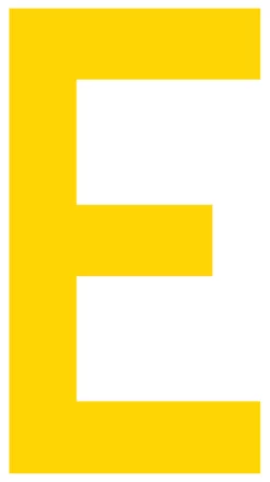 Mighty Line E Letter Floor Marker Adhesive, 4.5"x10" size, pack of 10. Yellow