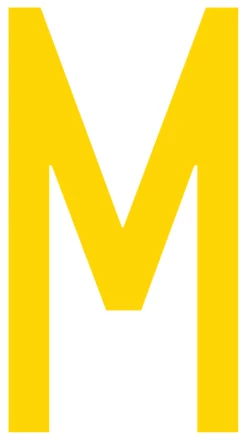 Mighty Line M Letter Floor Marker Adhesive, 4.5"x10" size, pack of 10. Yellow