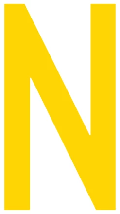 Mighty Line N Letter Floor Marker Adhesive, 4.5"x10" size, pack of 10. Yellow
