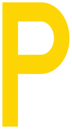 Mighty Line P Letter Floor Marker Adhesive, 4.5"x10" size, pack of 10. Yellow