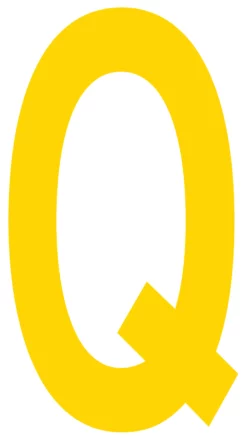 Mighty Line Q Letter Floor Marker Adhesive, 4.5"x10" size, pack of 10. Yellow