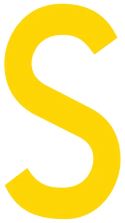 Mighty Line S Letter Floor Marker Adhesive, 4.5"x10" size, pack of 10. Yellow