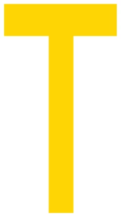 Mighty Line T Letter Floor Marker Adhesive, 4.5"x10" size, pack of 10. Yellow