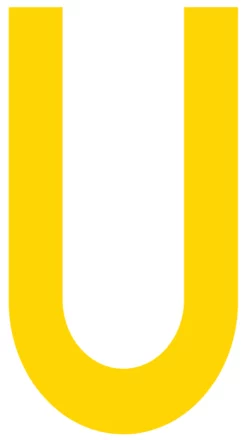 Mighty Line U Letter Floor Marker Adhesive, 4.5"x10" size, pack of 10. Yellow