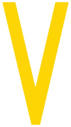 Mighty Line V Letter Floor Marker Adhesive, 4.5"x10" size, pack of 10. Yellow