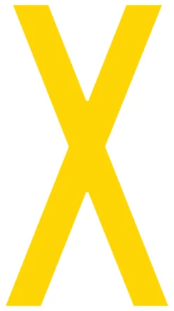 Mighty Line X Letter Floor Marker Adhesive, 4.5"x10" size, pack of 10. Yellow