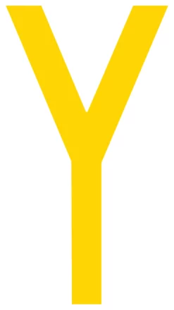 Mighty Line Y Letter Floor Marker Adhesive, 4.5"x10" size, pack of 10. Yellow