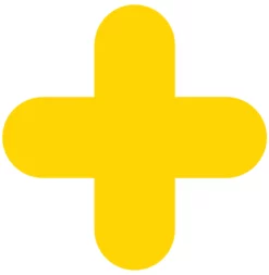 Mighty Line Cross Floor Marker Adhesive, 4.5"x10" size, pack of 10. Yellow