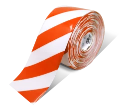 Mighty Line 6" White Tape with Orange Chevrons - 100' Roll