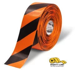 Mighty Line 4" Orange Tape with Black Chevrons - 100' Roll