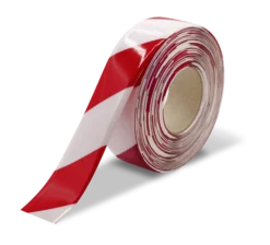 Red and White Ultra Durable Chevron/Hazard 30 MIL Floor Tape, 2" by 100' Roll