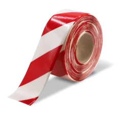 Red and White Ultra Durable Chevron/Hazard 30 MIL Floor Tape, 3" by 100' Roll
