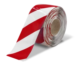 Red and White Ultra Durable Chevron/Hazard 30 MIL Floor Tape, 6" by 100' Roll