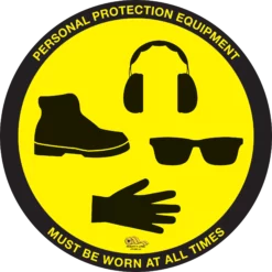 PPE Required, Mighty Line Floor Sign, Industrial Strength, 12" Wide