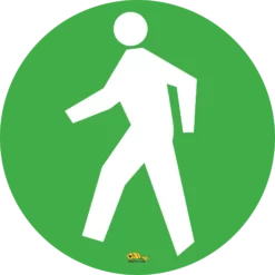 Green Pedestrian Man, 12" Floor Sign. Mighty Line