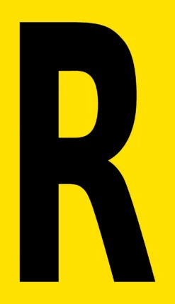 Mighty Line YELLOW Die Cut Location Markers - Letter R - 4.5"x8" W - Pack of 10