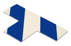 Mighty Line 3" Wide Solid WHITE T With Blue Chevrons - Pack of 100
