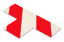 Mighty Line 3" Wide Solid WHITE T With Red Chevrons - Pack of 100