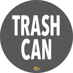 Round Trash Can Gray, 12" Floor Sign