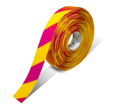 Mighty Line 2" Yellow Tape with Magenta Chevrons - 100' Roll